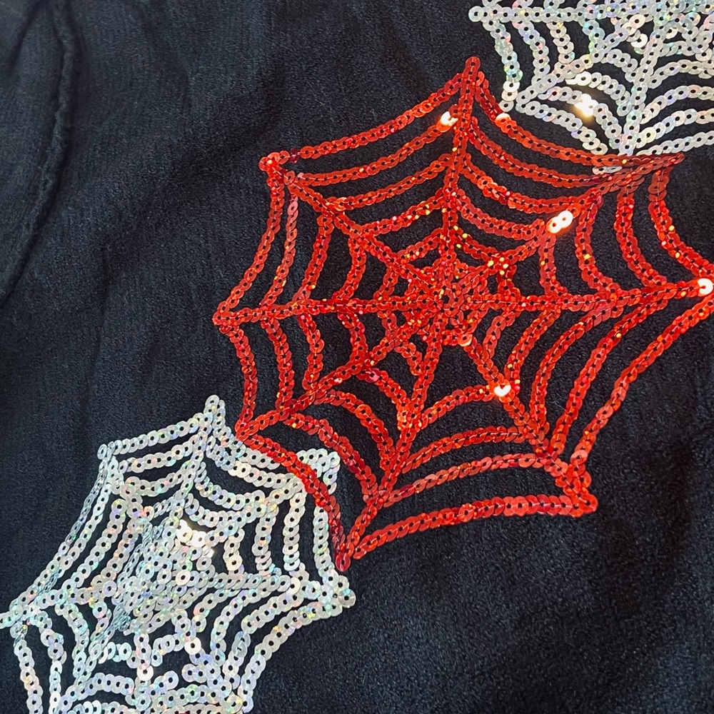 PEACH LOVE CALIFORNIA cob web black crop sweater S M L - Picture 8 of 8